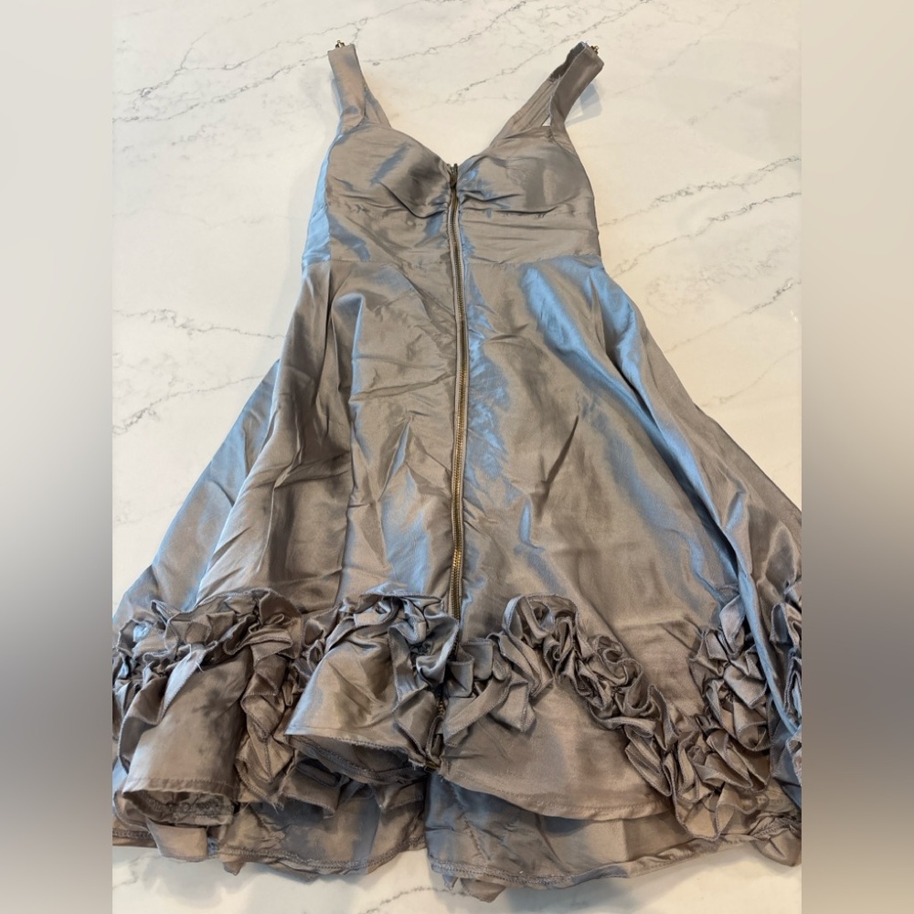 Romeo & Juliet Couture Silver Ruffle Mini Dress - Picture 2 of 10
